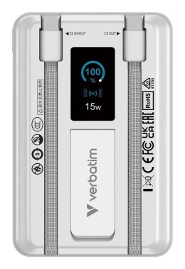 Verbatim 32273 bank mocy Litowo-polimerowy (LiPo) 10000 mAh Bezprzewodowe ładowanie Srebrny