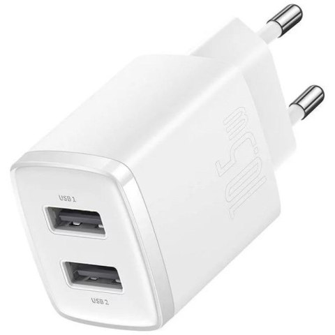 Baseus Compact ładowarka sieciowa 2x USB 10.5W biały (CCXJ010202)
