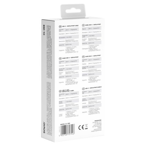 SAVIO KABEL USB-C - DISPLAYPORT 8K 2M 60HZ (DSC) CL-208