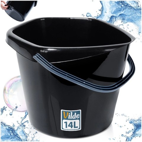 Wiadro Gospodarcze Plastikowe Czarne 14 L VILDE Poręczny Uchwyt