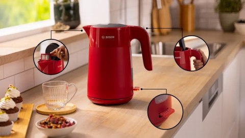 Bosch Czajnik Bosch | TWK2M164 MyMoment | Elektryczny | 2400 W | 1,7 L | Plastikowy | Podstawa obrotowa 360° | Czerwony