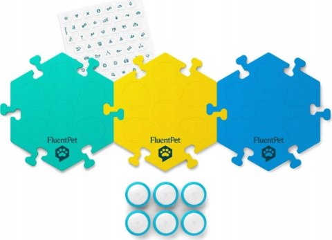 FluentPet - Connect Get Started Expansion Kit - zestaw 6 przycisków z piankowymi matami oraz naklejkami do komunikacji z psem / 