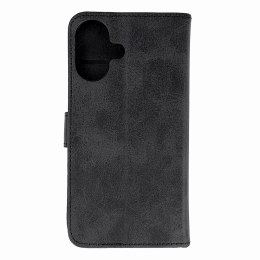 Etui pokrowiec na iPhone 16 Leather Book Case - czarny