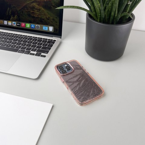 Etui pokrowiec na iPhone 16 Pro Glitter Case - różowe z brokatem