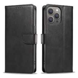 Etui pokrowiec na iPhone 16 Pro Leather Book Case - czarny