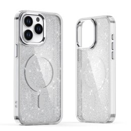 Etui pokrowiec na iPhone 16 Glitter Case MagSafe - białe z brokatem