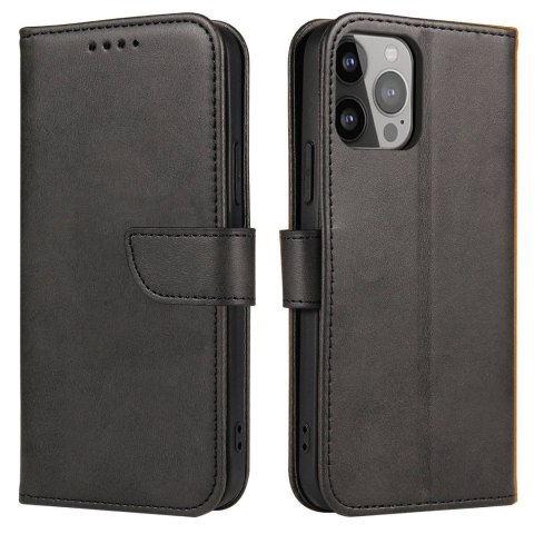Etui portfel z klapką podstawką do iPhone 15 Pro Magnet Case - czarny