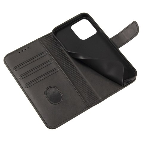 Etui portfel z klapką podstawką do iPhone 15 Pro Magnet Case - czarny