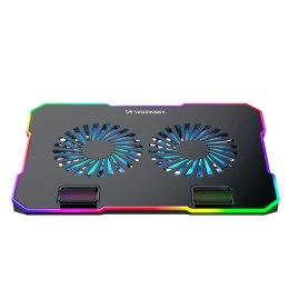 Podstawka chłodząca gamingowa pod laptop z uchwytem na telefon RGB - czarna