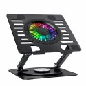 Podstawka chłodząca z obrotem 360 pod laptop tablet RGB - czarna