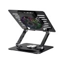 Podstawka chłodząca z obrotem 360 pod laptop tablet RGB - czarna