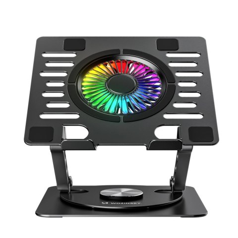 Podstawka chłodząca z obrotem 360 pod laptop tablet RGB - czarna