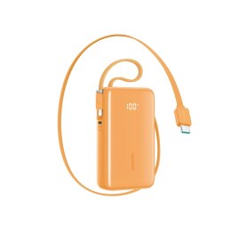 Powerbank 10000mAh z wbudowanymi kablami USB-C iPhone Lightning 35W - pomarańczowy