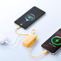 Powerbank 10000mAh z wbudowanymi kablami USB-C iPhone Lightning 35W - pomarańczowy