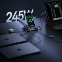 Stacja ładująca bezprzewodowa 6w1 ze zwijanymi kablami USB-C 245W - czarna