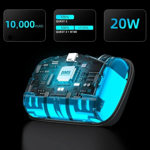 Zewnętrzna bateria B100 do Meta Quest S3 Pro i E3 Pro - biała