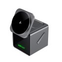 Ładowarka indukcyjna 3w1 na smartfon słuchawki smartwatch z kablem 22.5W - szara