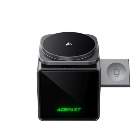 Ładowarka indukcyjna 3w1 na smartfon słuchawki smartwatch z kablem 22.5W - szara