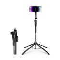 Selfie stick statyw 1/4'' na telefon kamerę aparat z obrotem 360 Bluetooth - czarny