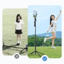 Selfie stick statyw 1/4'' na telefon kamerę aparat z obrotem 360 Bluetooth - czarny