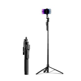 Selfie stick tripod 1/4'' na telefon kamerę aparat z obrotem 360 Bluetooth - czarny
