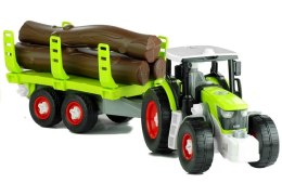 ND24_3385 Rozkręcany Traktor z Przyczepą z Drewnem 43 cm NASZEDZIECI