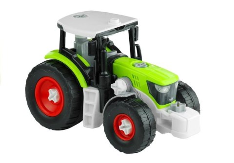 ND24_3385 Rozkręcany Traktor z Przyczepą z Drewnem 43 cm NASZEDZIECI