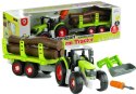ND24_3385 Rozkręcany Traktor z Przyczepą z Drewnem 43 cm NASZEDZIECI