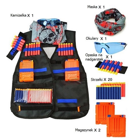 KX7446 Kamizelka taktyczna + akcesoria do wyrzutni Nerf KAMIZELKA