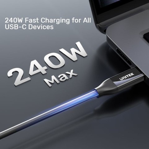 UNITEK KABEL USB-C 4.0 PD 100W 40 GBPS 8K 2M