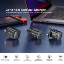 UNITEK ŁADOW. SIECIOWA 2X GAN 45W, 2XUSB-C PD 3.0, QC, CZARNA