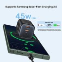 UNITEK ŁADOW. SIECIOWA 2X GAN 45W, 2XUSB-C PD 3.0, QC, CZARNA