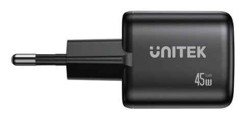 UNITEK ŁADOW. SIECIOWA 2X GAN 45W, 2XUSB-C PD 3.0, QC, CZARNA