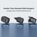 UNITEK ŁADOW. SIECIOWA 2X GAN 45W, 2XUSB-C PD 3.0, QC, CZARNA