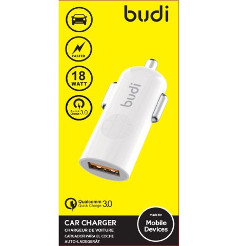 ND38_BD062Q Budi - Ładowarka samochodowa USB 18W QC3.0 (Biały) BUDI