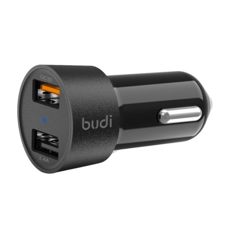 ND38_BD622Q Budi - Ładowarka samochodowa 2x USB 30W QC3.0 (Czarny) BUDI