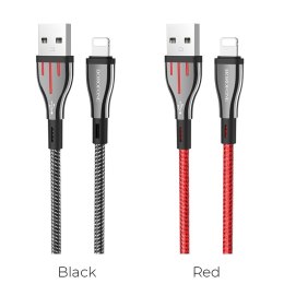 ND38_BFO-BU23-L-BR Borofone Highway - kabel połączeniowy USB do Lightning 1.2 m (czarny/czerwony) BOROFONE