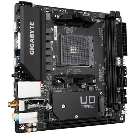 Gigabyte Gigabyte | A520I AC | Rodzina procesora AMD | Gniazdo procesora AM4 | DDR4 DIMM | Sloty pamięci 2 | Liczba złączy SATA 4 | Układ