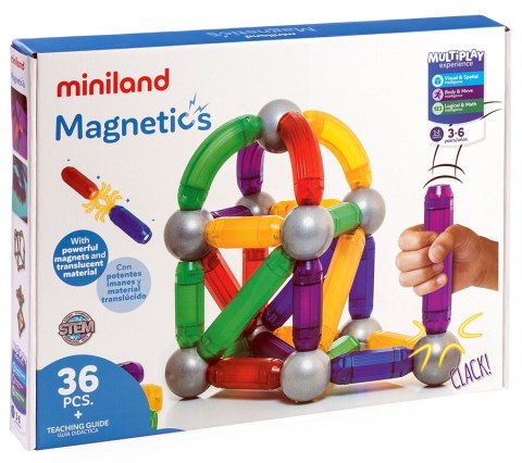 ND19_MLZ94105 Zestaw klocków magnetycznych 36 sztuk MINILANDZABAWKI