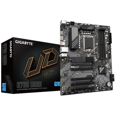 Gigabyte Gigabyte | B760 DS3H 1.0 M/B | Rodzina procesorów Intel | Gniazdo procesora LGA1700 | DDR5 DIMM | Gniazda pamięci 4 | Obsługiwan