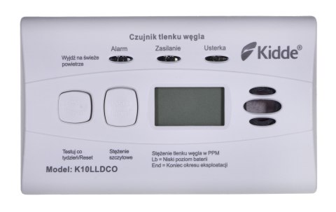 Czujnik tlenku węgla i czadu LCD K10LLDCO Kidde