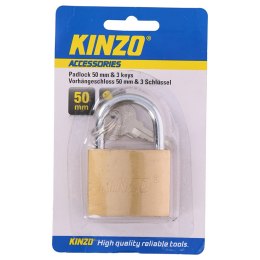 ND38_8711252793894 Kinzo - Kłódka mosiężna 50 mm z 3 kluczami KINZO