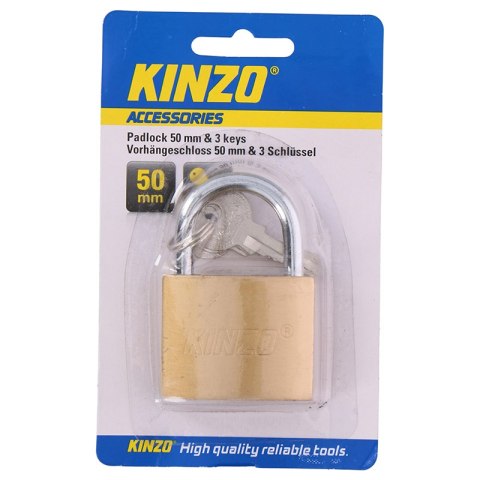 ND38_8711252793894 Kinzo - Kłódka mosiężna 50 mm z 3 kluczami KINZO