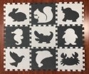KX5207 Puzzle piankowe mata dla dzieci 9 el. czarny-ecru 85cm x 85cm x 1cm MATA