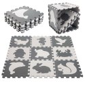 KX5207 Puzzle piankowe mata dla dzieci 9 el. czarny-ecru 85cm x 85cm x 1cm MATA