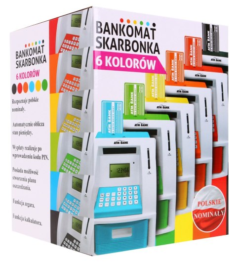 ND28_10028_ZGR_LK-G907_CR Bankomat skarbonka dla dzieci 3+ czerwony Interaktywne funkcje + Karta bankomatowa FUNKCJE