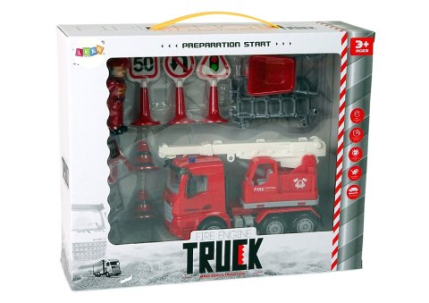 ND24_12427 Zestaw Straż Pożarna Dźwig Znaki Drogowe Strażak 5905214970147 LEANTOYS