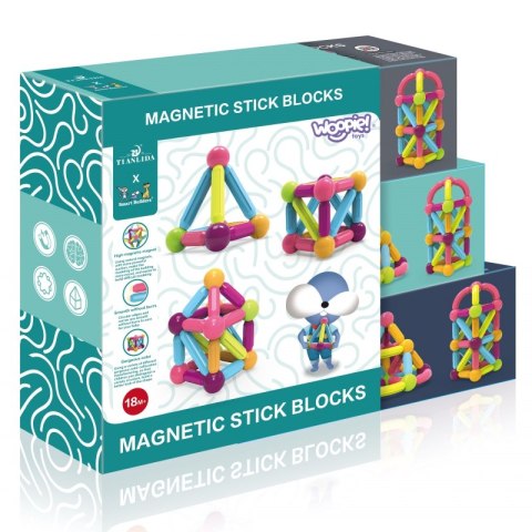 WOOPIE Magnetyczne Klocki Konstrukcyjne Edukacyjne Duże Grube 38 el. WOOPIE