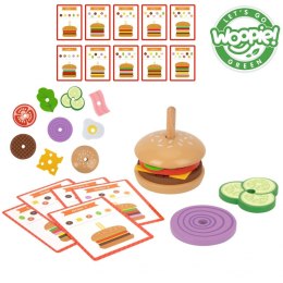 WOOPIE GREEN Drewniany Burger Restauracja Układanka dla Dzieci 15 el. Certyfikat FSC WOOPIE