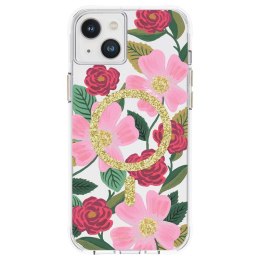 ND38_RP049280 Rifle Paper Clear MagSafe - Etui iPhone 14 Plus zdobione złotem (Rose Garden) IPHONE